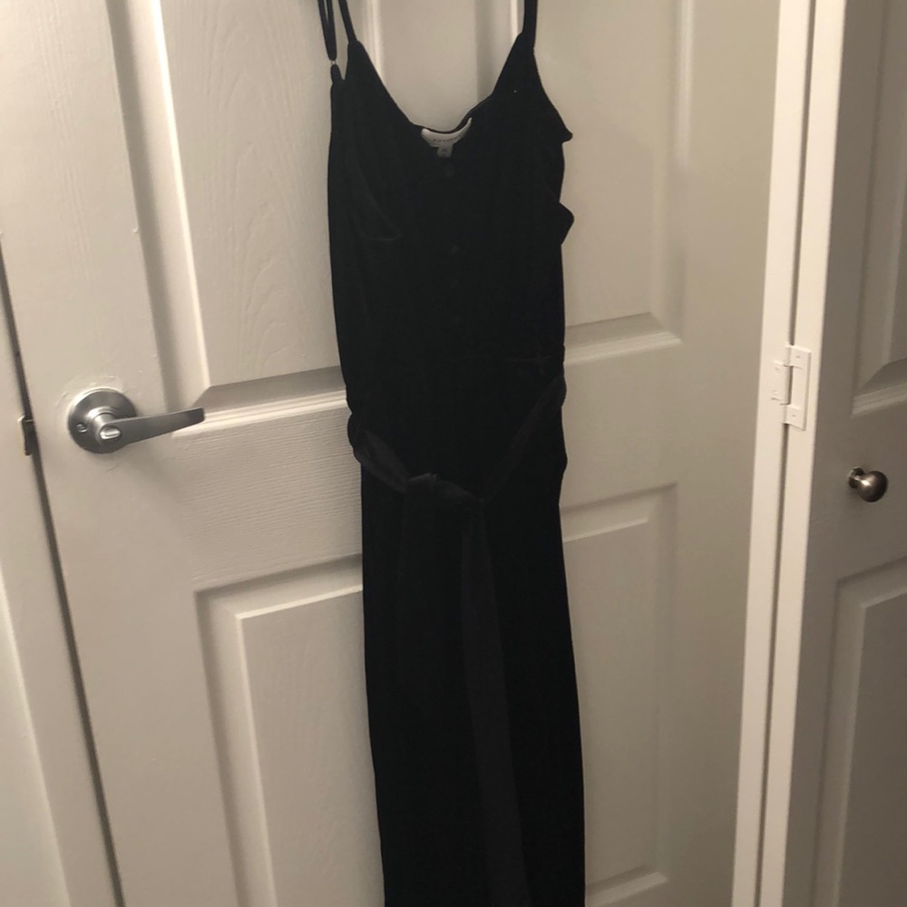 Popsugar Women's Velvet Wide-Leg Jumpsuit Black L